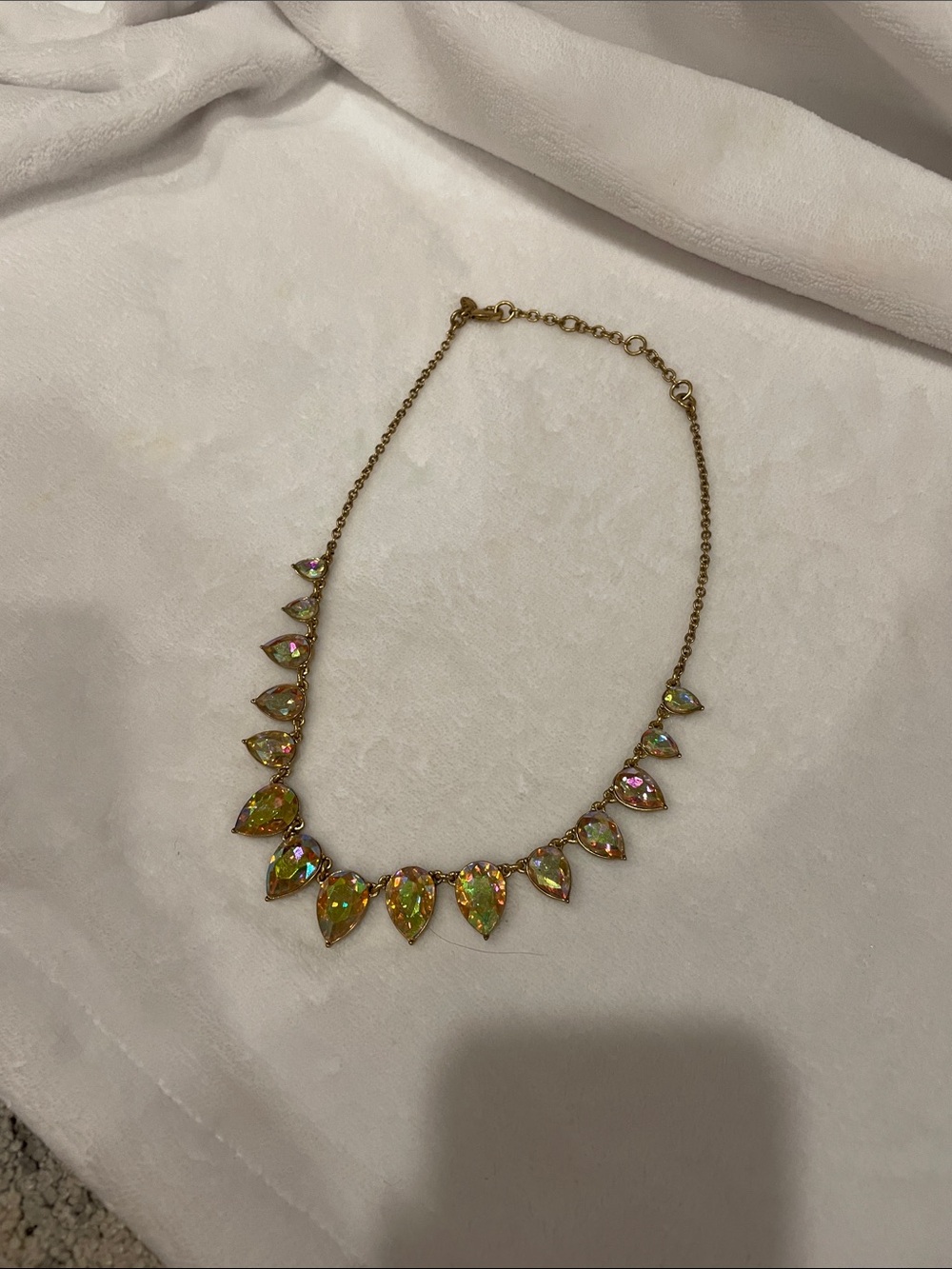 J Crew Gold Teardrop Aurora Crystal Necklace - Women Jewelry